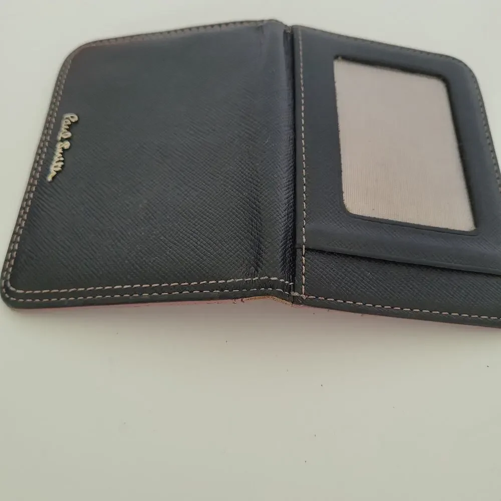 Paul Smith Unisex Leather Black Wallet Credit Card ID Holder Small Bifold Logo